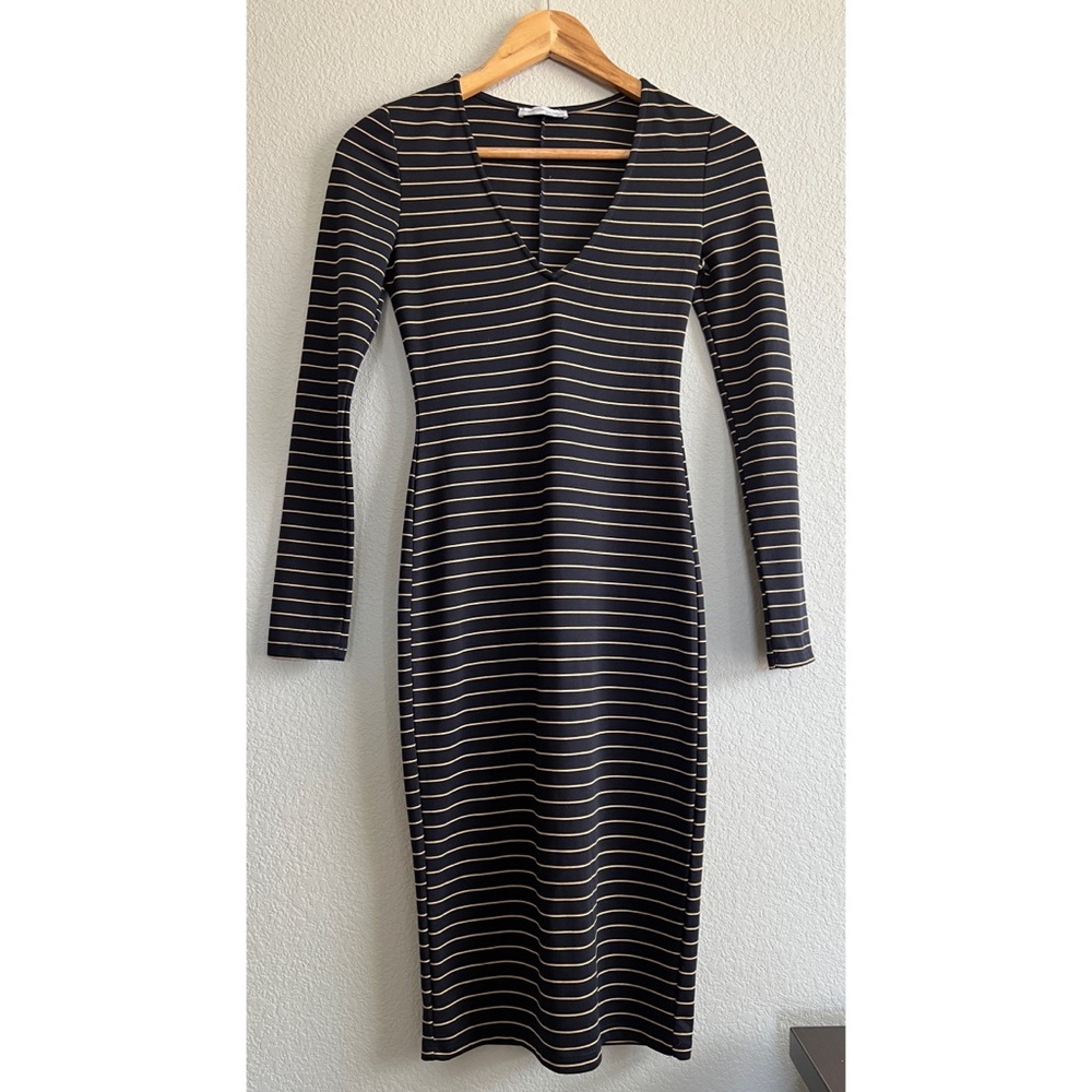 Zara Trafaluc Striped Midi Bodycon Dress
